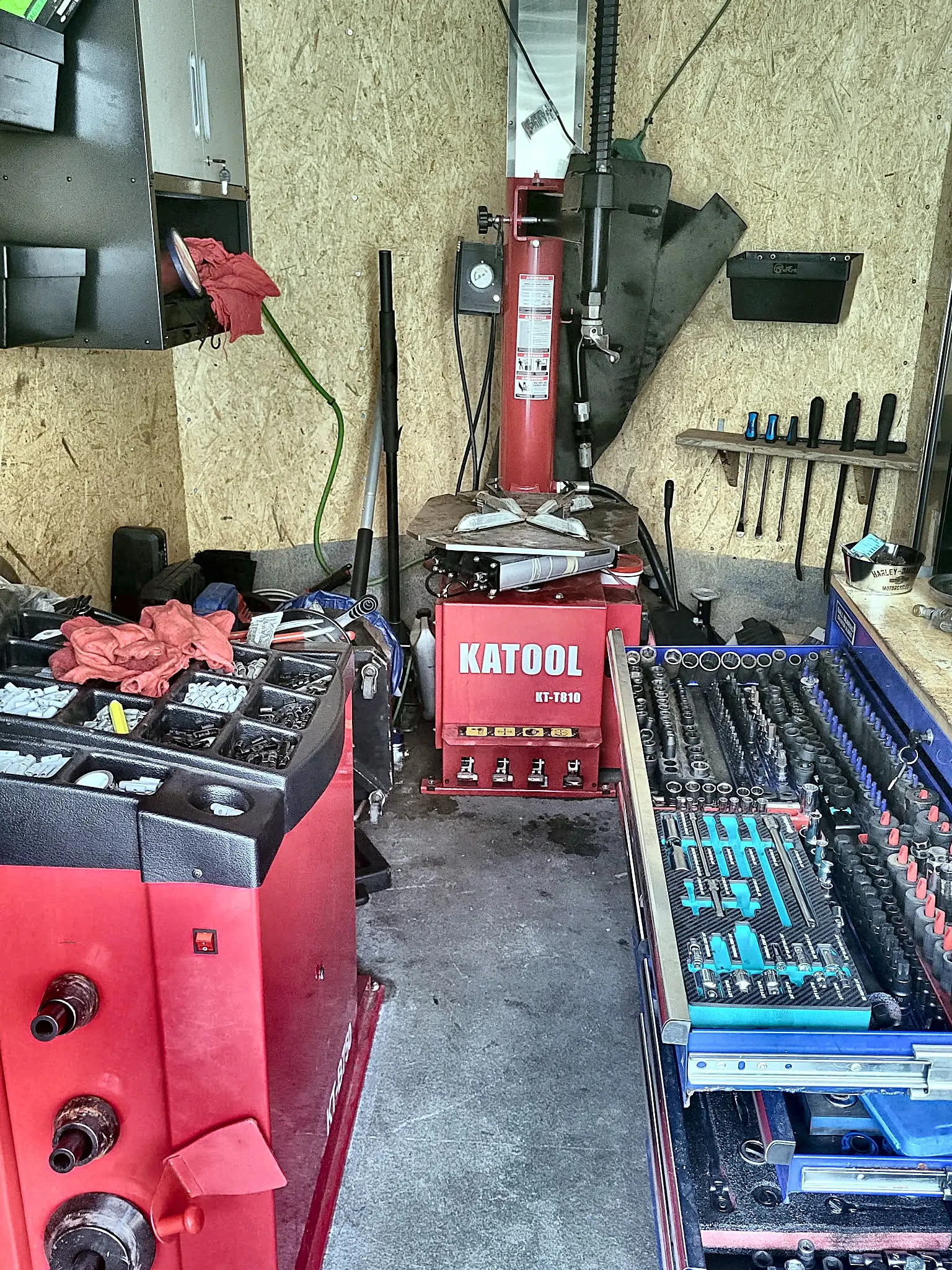 Inside the C&C mobile shop trailer, ready to roll